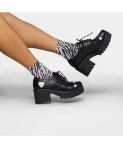 Koi Footwear Tennin Heart Plateau Shoes Black New In