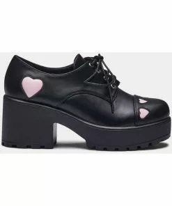 Koi Footwear Tennin Heart Plateau Shoes Black New In