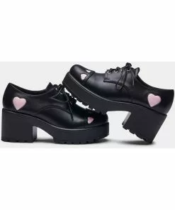 Koi Footwear Tennin Heart Plateau Shoes Black New In