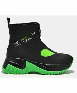 New In Koi Footwear Terrestrial Truth Alien 80's Boots Black Green
