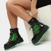 Koi Footwear Helios Hologram Flames Plateau Boots Black Green