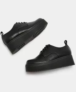 New In Koi Footwear Ramit PU Platform Creepers Black