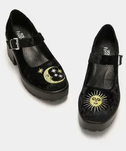 Koi Footwear Della Witchy Moon Velvet Mary Janes 60's Pumps Black New In