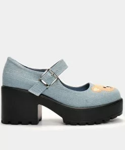 Koi Footwear Bear Denim Mary Janes 60's Pumps Blue