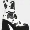 New In Koi Footwear Holy Cow 70's Platform Boot Black White 1 New In Koi Footwear Holy Cow 70's Platform Boot Black White