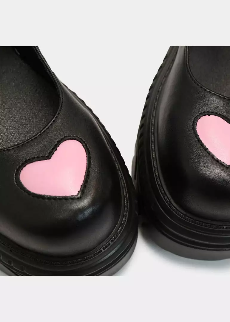 Koi Footwear Warrior Heart Platform Sandals Black Pink New In 7 Koi Footwear Warrior Heart Platform Sandals Black Pink New In