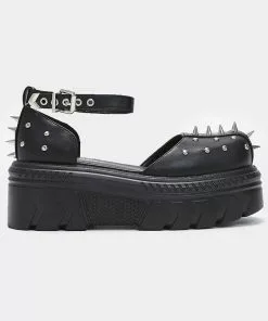 New In Koi Footwear Perfect Spike Platform Sandals Black