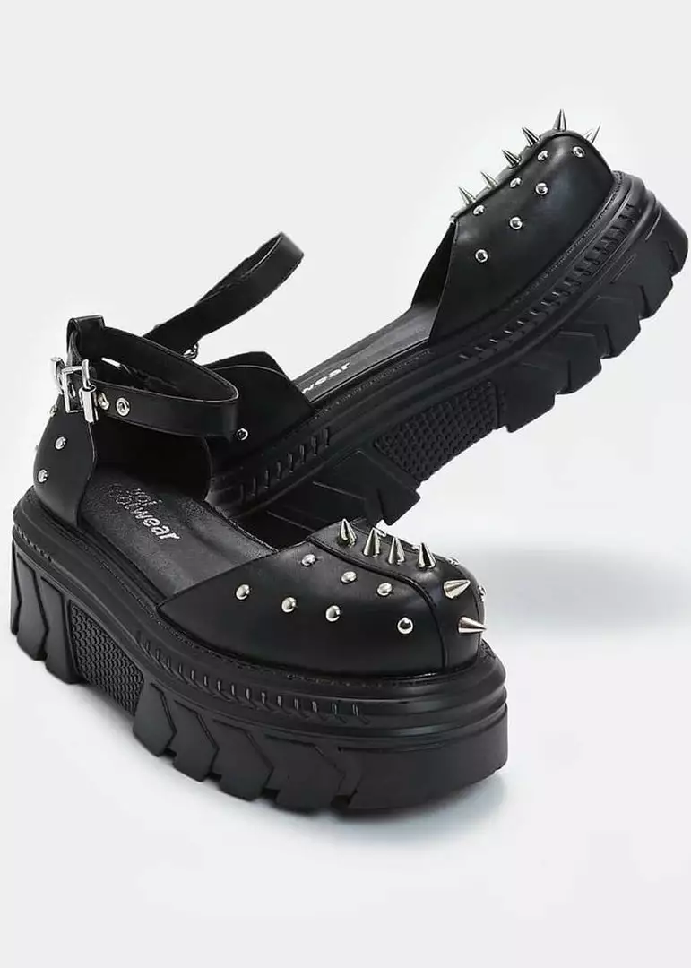 New In Koi Footwear Perfect Spike Platform Sandals Black 3 New In Koi Footwear Perfect Spike Platform Sandals Black