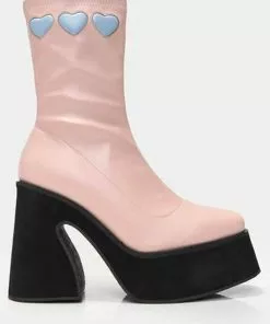 New In Koi Footwear Dolly Cloud Sweetheart 60's Boots Pink