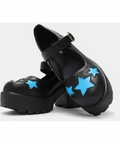 Koi Footwear Tira Polaris Stars 60's Mary Janes Black Blue