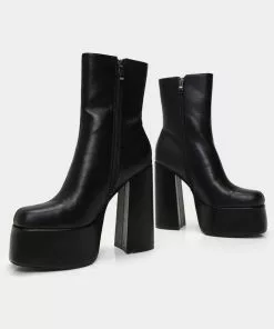 Koi Footwear Lexus Platform 70's Boots Black