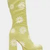 New In Koi Footwear Crazy Daisy 70's Platform Boots Green 1 New In Koi Footwear Crazy Daisy 70's Platform Boots Green