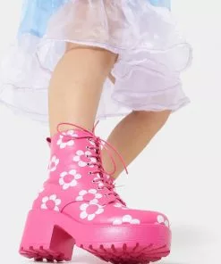 Koi Footwear Orchis Charm Flower Power 60's Boots Pink