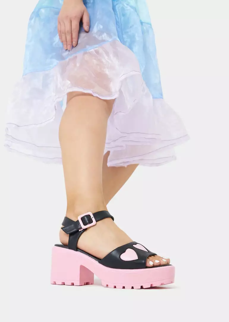 New In Koi Footwear Romance Rebel Heart Sandals Pink 5 New In Koi Footwear Romance Rebel Heart Sandals Pink