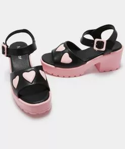 New In Koi Footwear Romance Rebel Heart Sandals Pink 12 New In Koi Footwear Romance Rebel Heart Sandals Pink