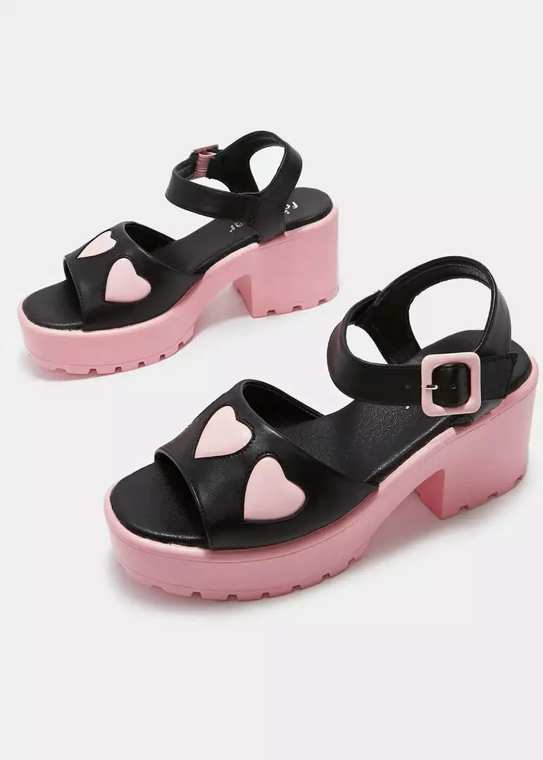 New In Koi Footwear Romance Rebel Heart Sandals Pink 7 New In Koi Footwear Romance Rebel Heart Sandals Pink