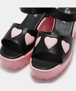 New In Koi Footwear Romance Rebel Heart Sandals Pink