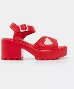 Koi Footwear Romance Rebel Heart Sandals Red