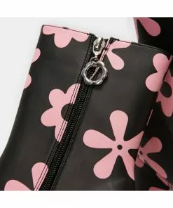 Koi Footwear Empty Flowers 70's Platform Boots Black New In