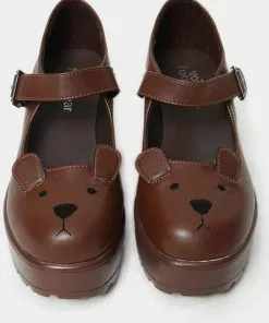 Koi Footwear Tira Prizzly Bear Mary Janes Pumps Brown New In