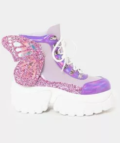 Koi Footwear Wings Of A Pixie Platform Boots Purple New In