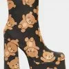 Koi Footwear Bungle Burden Teddy Bear 70's Platform Boots Black New In