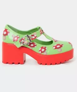 Koi Footwear Sai Toad Mushroom Mary Janes Pumps Green New In