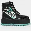 New In Koi Footwear Tooth Fairy's Intent Platform Boots Black