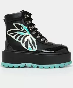 New In Koi Footwear Tooth Fairy's Intent Platform Boots Black