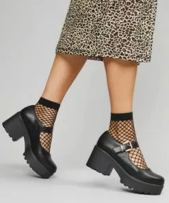 New In Koi Footwear Tira PU Classic Mary Janes Pumps Black