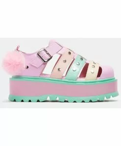 Koi Footwear Nyoka Kawaii Sandals Pastel Rainbow New In