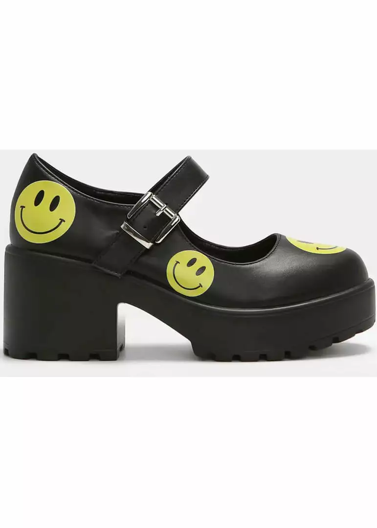 Koi Footwear Smiley Mary Janes Heels Black 6 Koi Footwear Smiley Mary Janes Heels Black