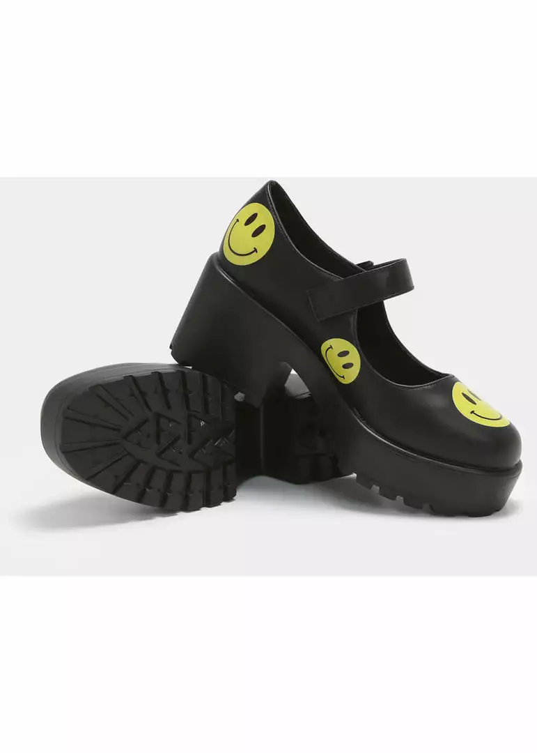Koi Footwear Smiley Mary Janes Heels Black 8 Koi Footwear Smiley Mary Janes Heels Black