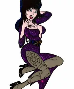 Kreepsville Elvira Glitter XL Enamel Pin Purple New In