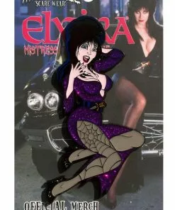 Kreepsville Elvira Glitter XL Enamel Pin Purple New In