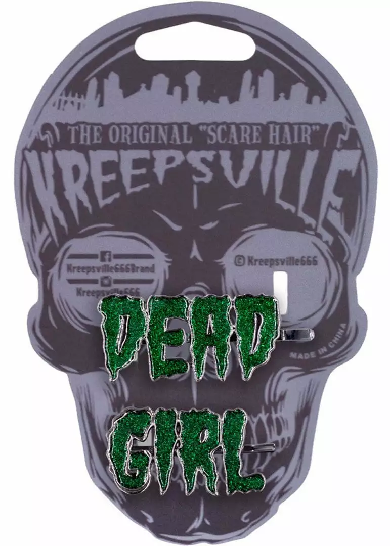 Kreepsville Dead Girl Text Set Haarslides Green New In 4 Kreepsville Dead Girl Text Set Haarslides Green New In