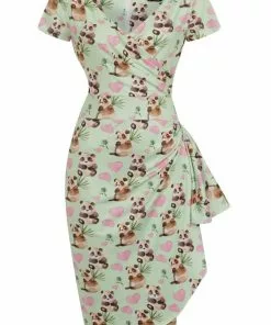 Lady Vintage Elsie Cute Panda 50's Pencil Dress New In