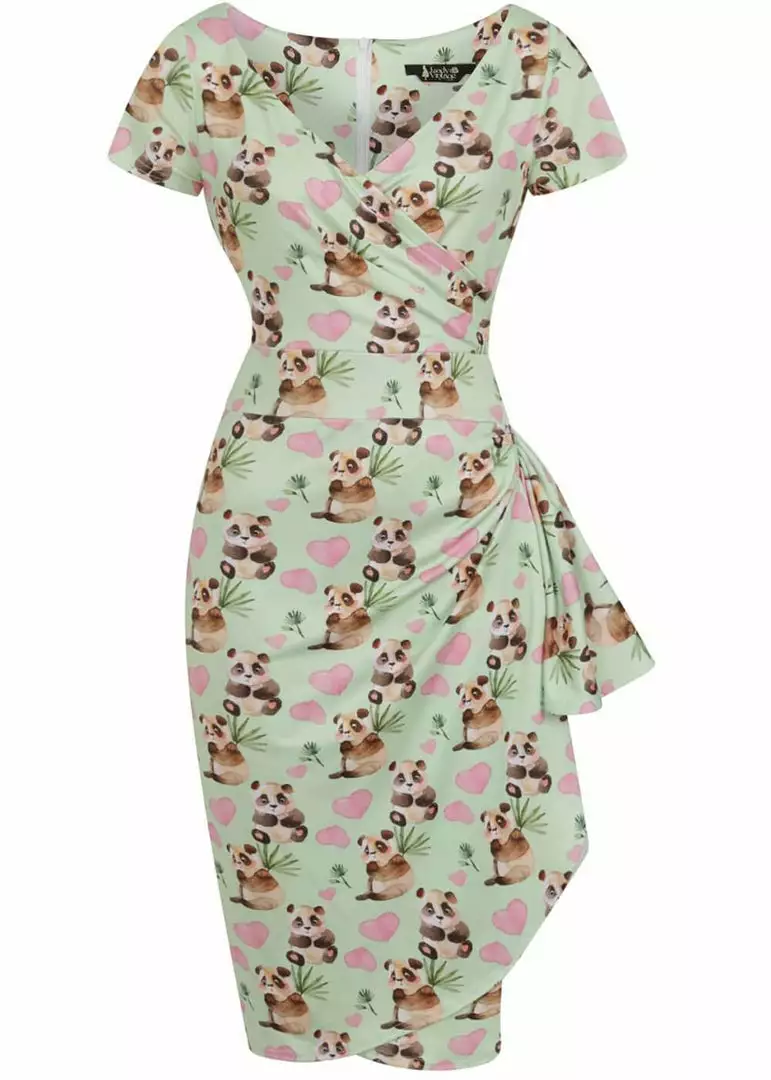 Lady Vintage Elsie Cute Panda 50's Pencil Dress New In 3 Lady Vintage Elsie Cute Panda 50's Pencil Dress New In