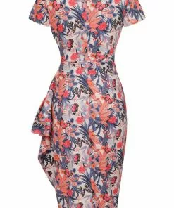 Lady Vintage Elsie Summer Scenes 50's Pencil Dress New In 8 Lady Vintage Elsie Summer Scenes 50's Pencil Dress New In