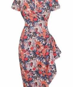 Lady Vintage Elsie Summer Scenes 50's Pencil Dress New In