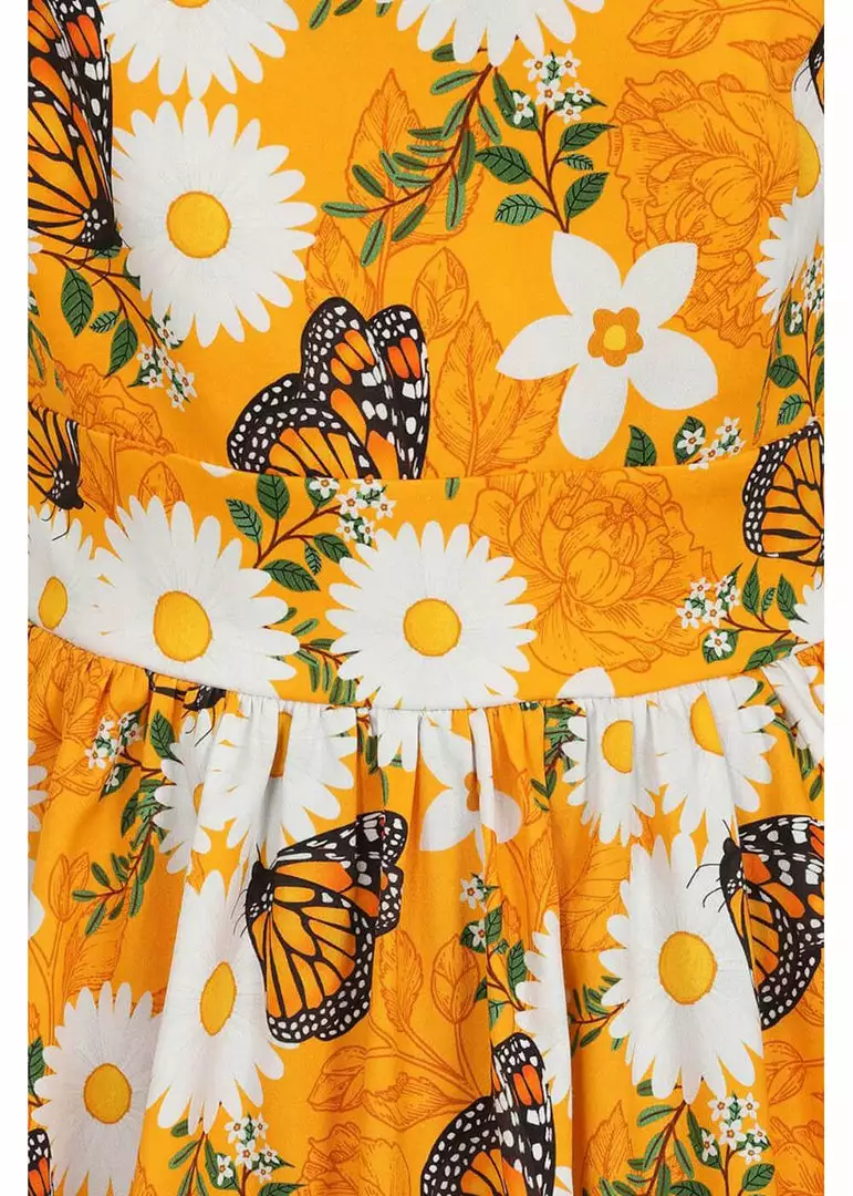 Lady Vintage Halliday Butterfly Bloom 50s Swing Dress Orange 4 Lady Vintage Halliday Butterfly Bloom 50s Swing Dress Orange