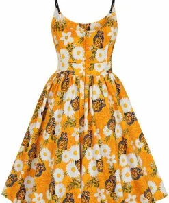 Lady Vintage Halliday Butterfly Bloom 50s Swing Dress Orange 8 Lady Vintage Halliday Butterfly Bloom 50s Swing Dress Orange