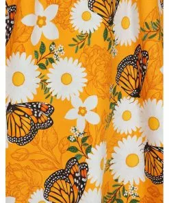 Lady Vintage Halliday Butterfly Bloom 50s Swing Dress Orange 9 Lady Vintage Halliday Butterfly Bloom 50s Swing Dress Orange