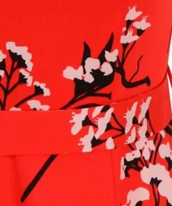 Lady Vintage Hepburn Crimson Tide 50's Swing Dress Red