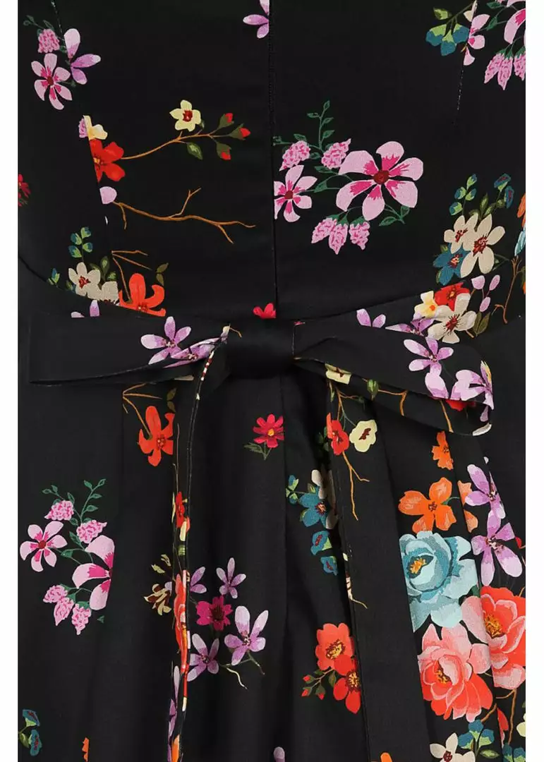 Lady Vintage Hepburn Ditsy Floral 50's Swing Dress Black 4 Lady Vintage Hepburn Ditsy Floral 50's Swing Dress Black