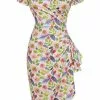 Lady Vintage Elsie Pink Poppy 50's Pencil Dress White