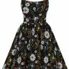Lady Vintage Halliday Ditsy Daisy 50's Swing Dress Black