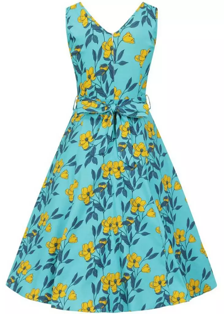 Lady Vintage Charlotte Celestial Beauty 50's Swing Dress Blue 3 Lady Vintage Charlotte Celestial Beauty 50's Swing Dress Blue