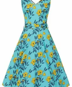 Lady Vintage Charlotte Celestial Beauty 50's Swing Dress Blue 8 Lady Vintage Charlotte Celestial Beauty 50's Swing Dress Blue