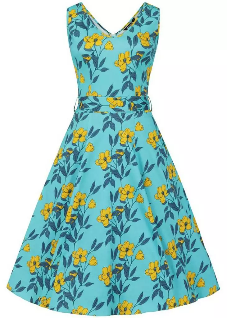 Lady Vintage Charlotte Celestial Beauty 50's Swing Dress Blue 5 Lady Vintage Charlotte Celestial Beauty 50's Swing Dress Blue